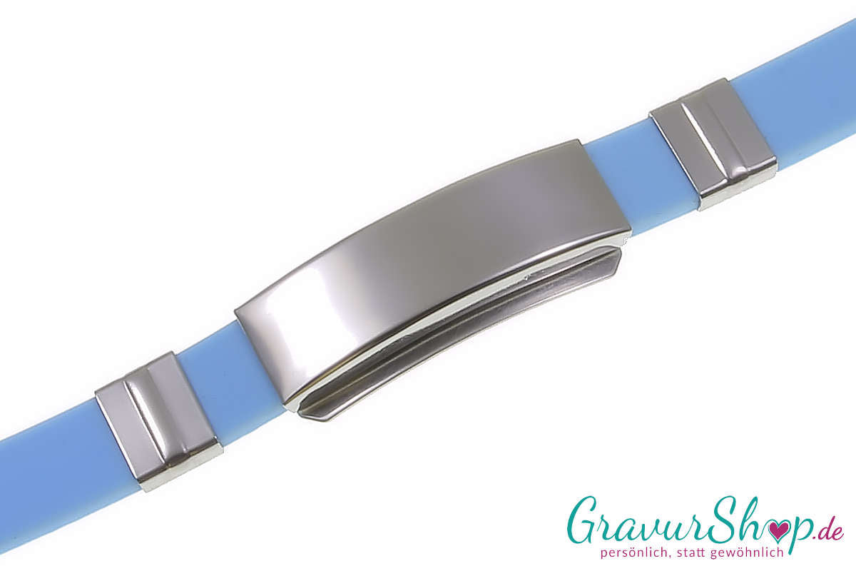 Notfallarmband 07 hellblau mit Gravur