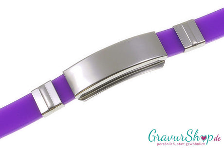 Notfallarmband 07 lila mit Gravur