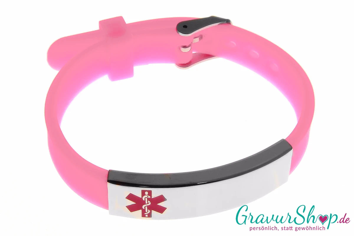 Notfallarmband 08 rosa mit Gravur