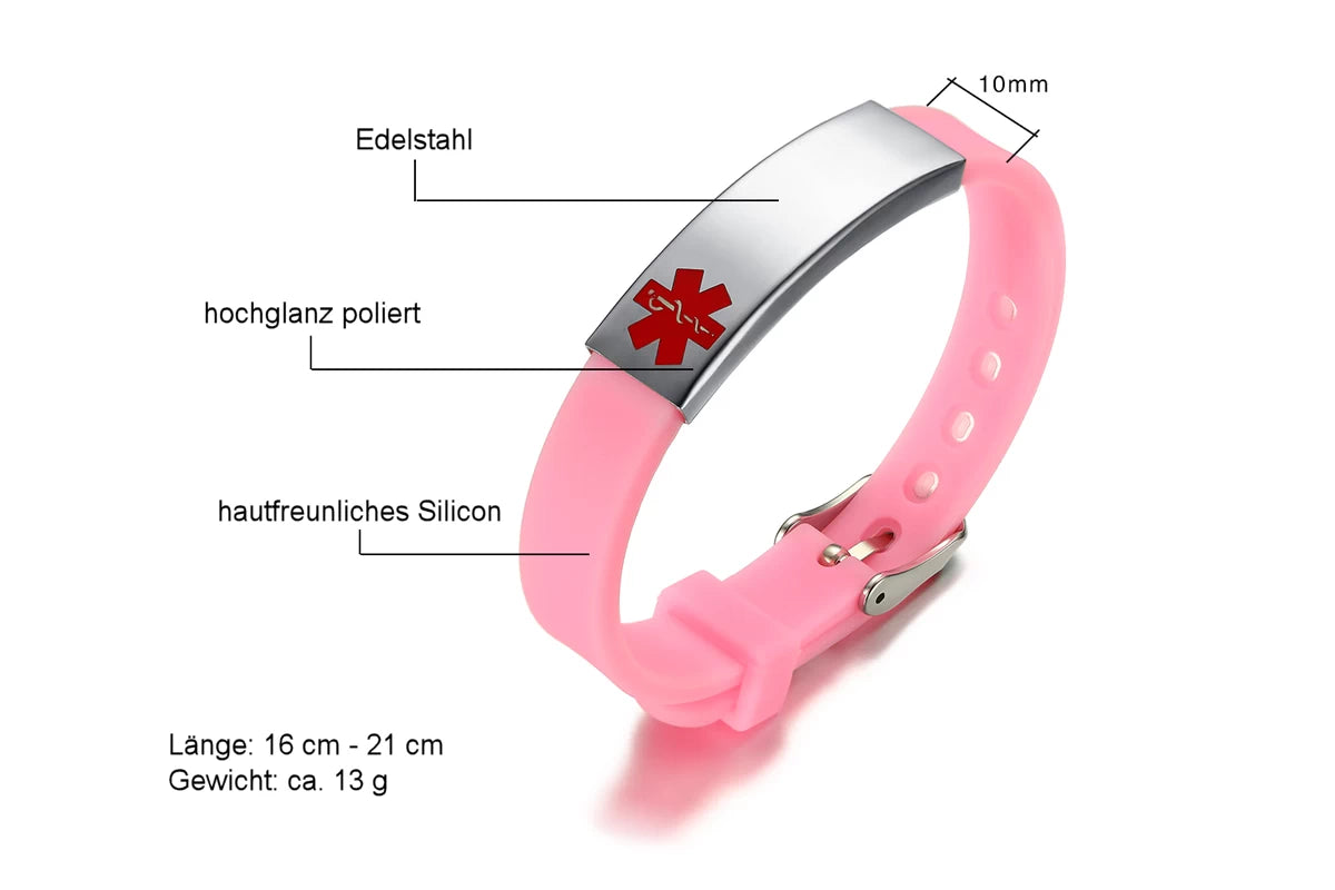 Notfallarmband 08 rosa personalisieren