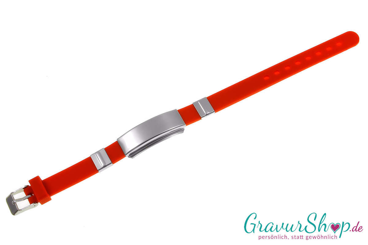 Notfallarmband 07 rot mit Gravur