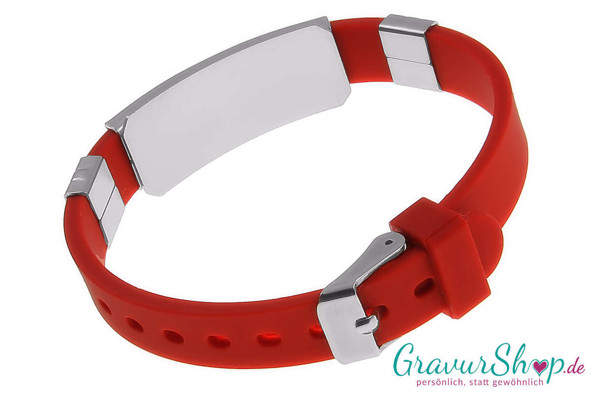 Notfallarmband 07 rot mit Gravur