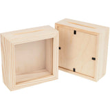 Personalisierte Holz-Spardose mit Glasfront & Gravur – Bilderrahmen Sparbox 10x10 cm