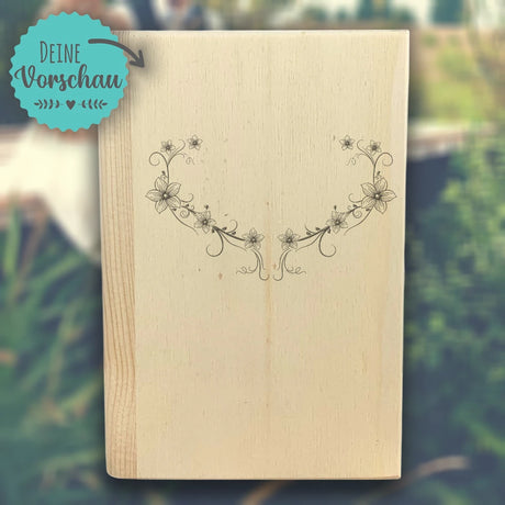 Personalisierte Spardose "Ranke mit Blumen" | Sparbuch zur Hochzeit | Hochzeitsgeschenk