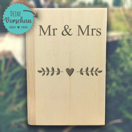 Personalisierte Spardose "Ranke mit Herz - Mr & Mrs" | Sparbuch zur Hochzeit | Hochzeitsgeschenk