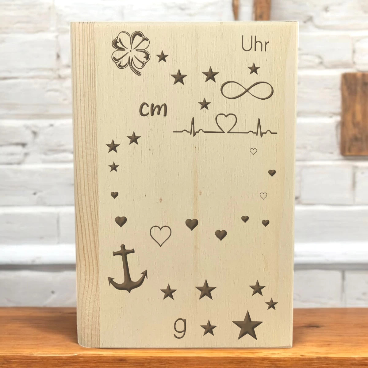 Personalisierte Spardose "Sparbuch" | Geschenk zur Geburt oder Taufe | Sterne, Herzen, Anker, Glück