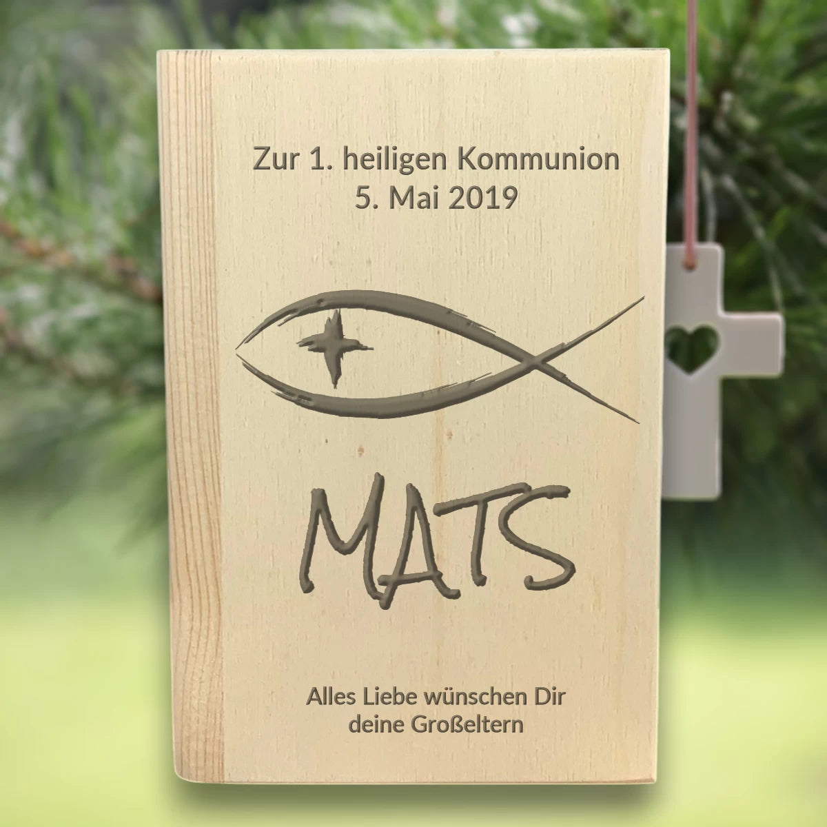 Personalisierte Spardose "Sparbuch" | zur Kommunion oder Konfirmation –  Ichthys Fisch