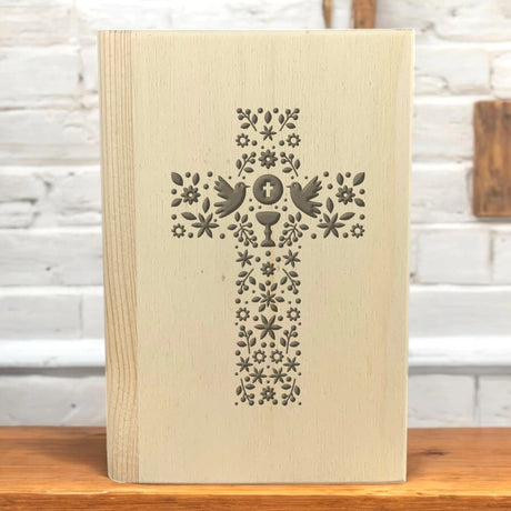 Personalisierte Spardose "Sparbuch" | zur Kommunion oder Konfirmation – Kreuz Floral