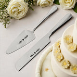 Graviertes Tortenmesser & Tortenheber Set | Personalisiertes Geschenk zur Hochzeit | Style 1