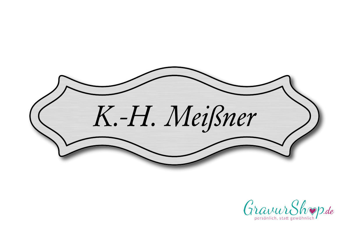 Türschild mit Gravur Model C silber gebürtstet
