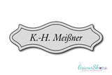 Türschild mit Gravur Model C silber gebürtstet