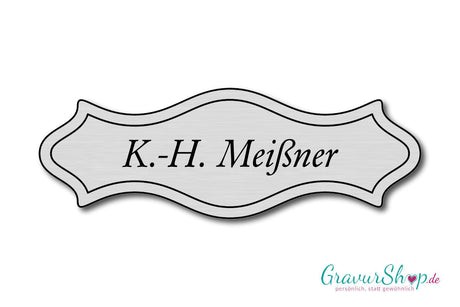 Türschild mit Gravur Model C silber gebürtstet