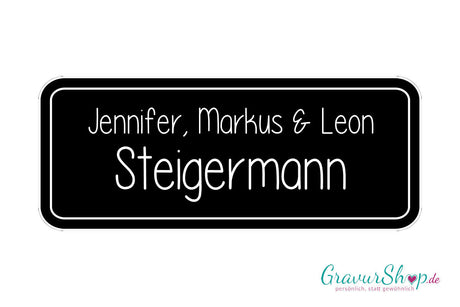 Türschild mit Gravur Model F schwarz