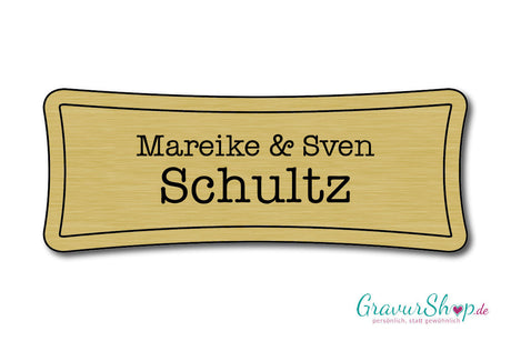 Türschild mit Gravur Model J gold gebürstet