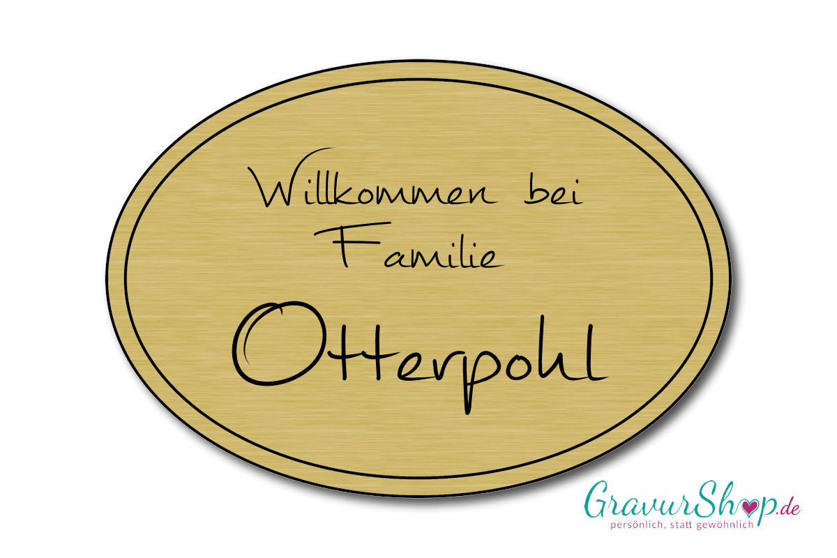 Türschild mit Gravur Model K gold gebürstet