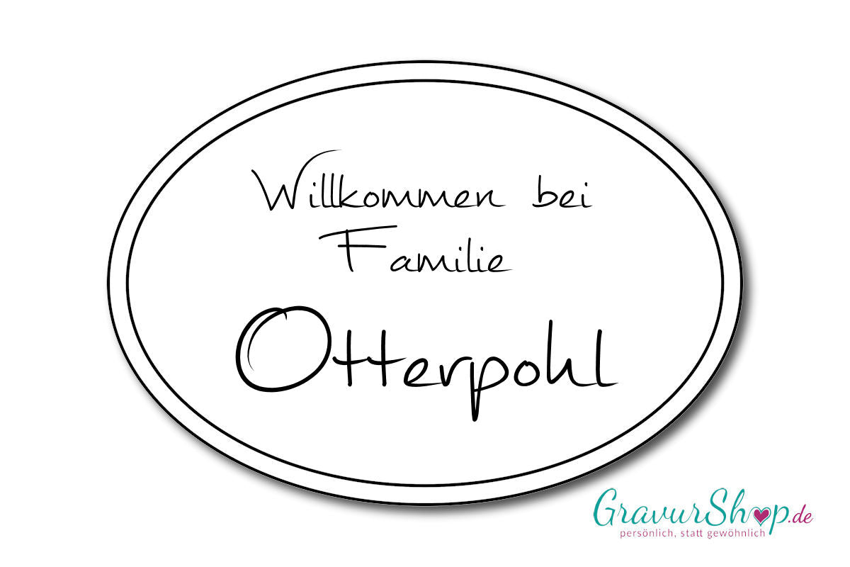 Türschild mit Gravur Model K weiß