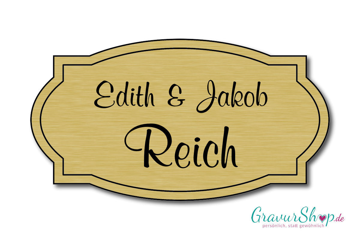 Türschild mit Gravur Model L gold gebürstet