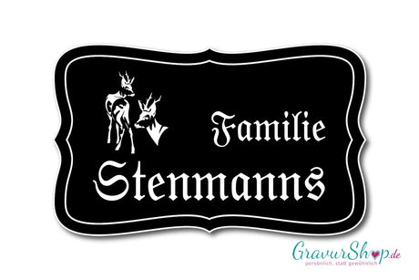 Türschild mit Gravur Model M schwarz