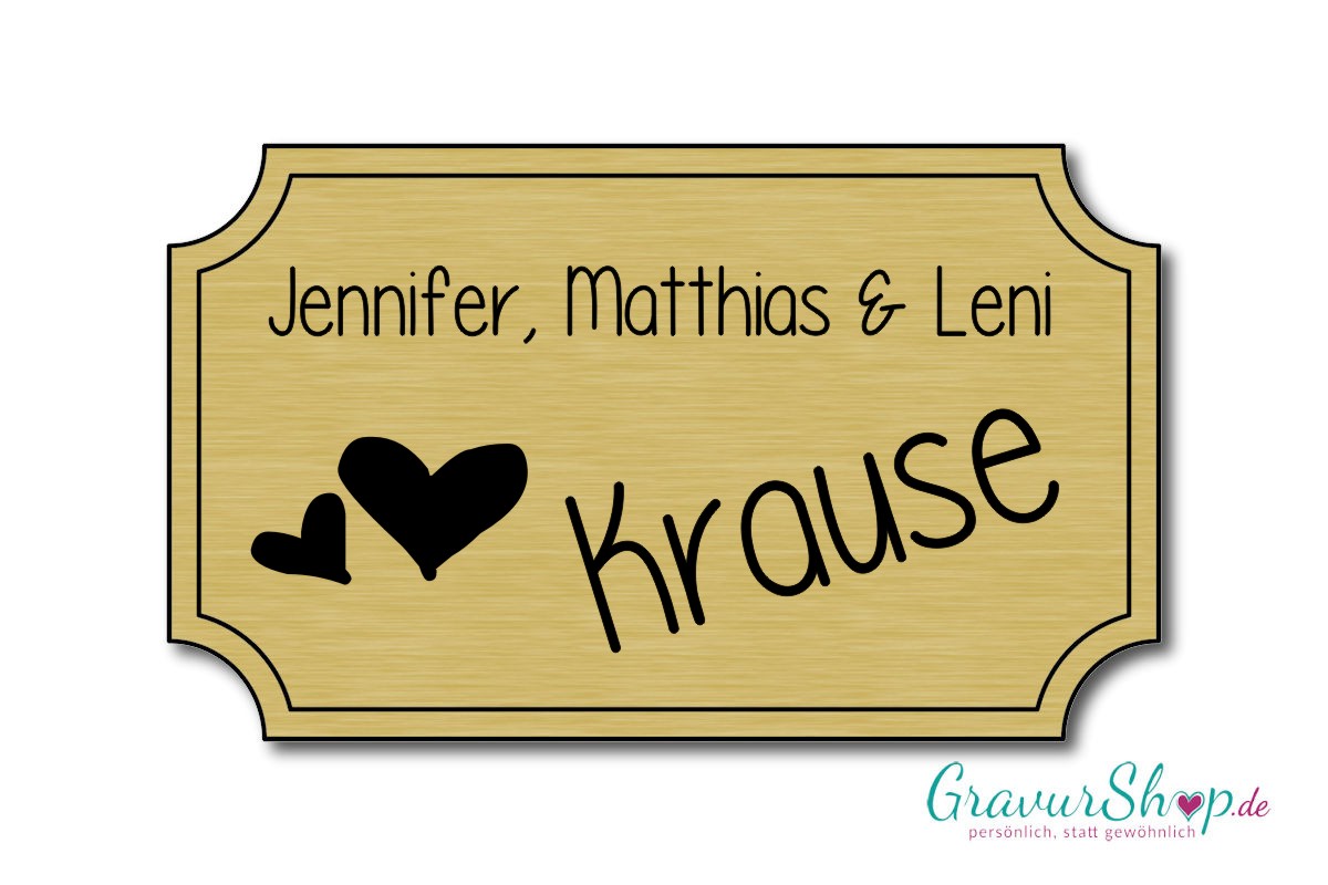 Türschild mit Gravur Model N gold gebürstet