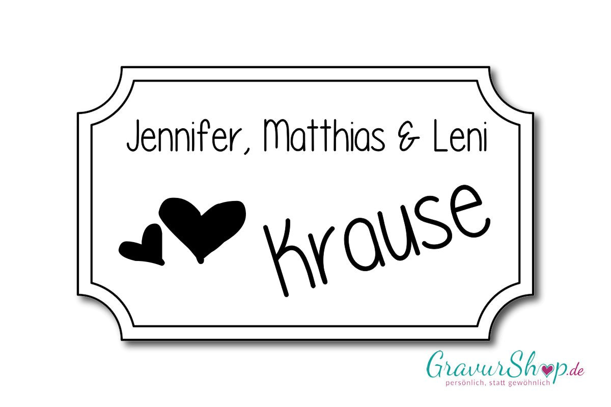 Türschild mit Gravur Model N weiß