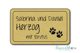 Hunde & Katzenschild Modell O mit Gravur gold gebürstet