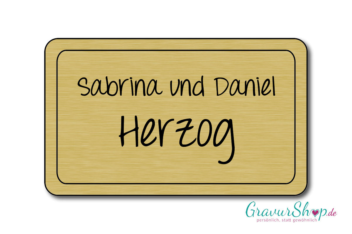 Türschild mit Gravur Model O gold gebürstet