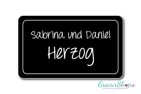 Türschild mit Gravur Model O schwarz