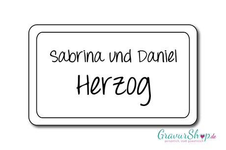 Türschild mit Gravur Model O weiß