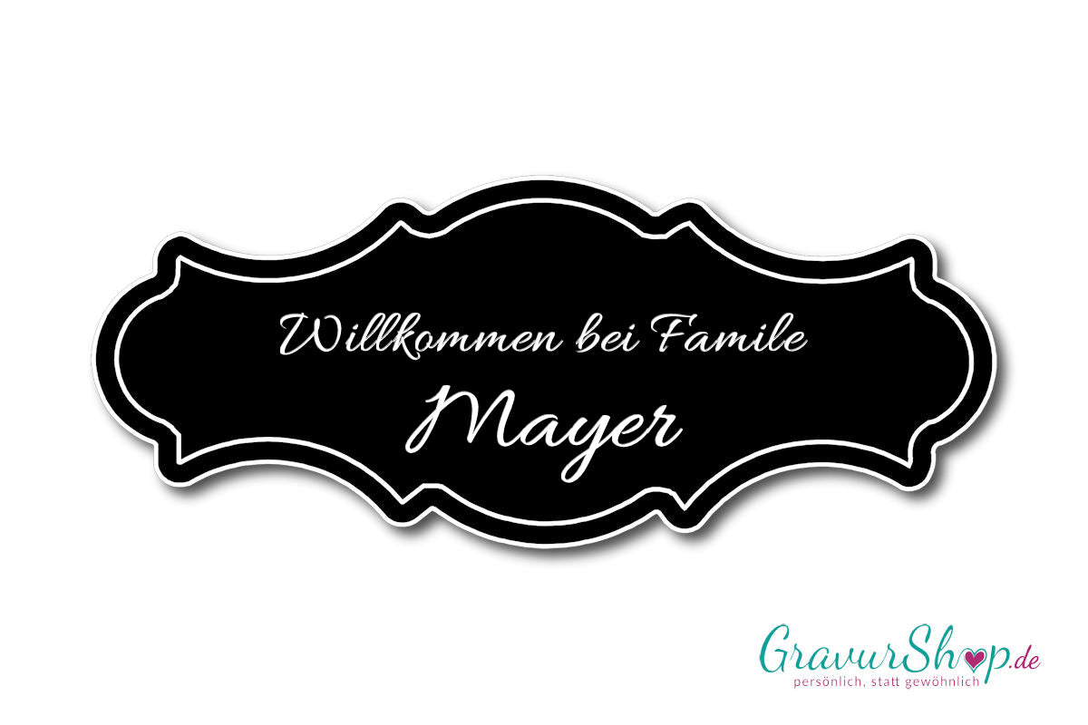 Türschild mit Gravur Model R schwarz