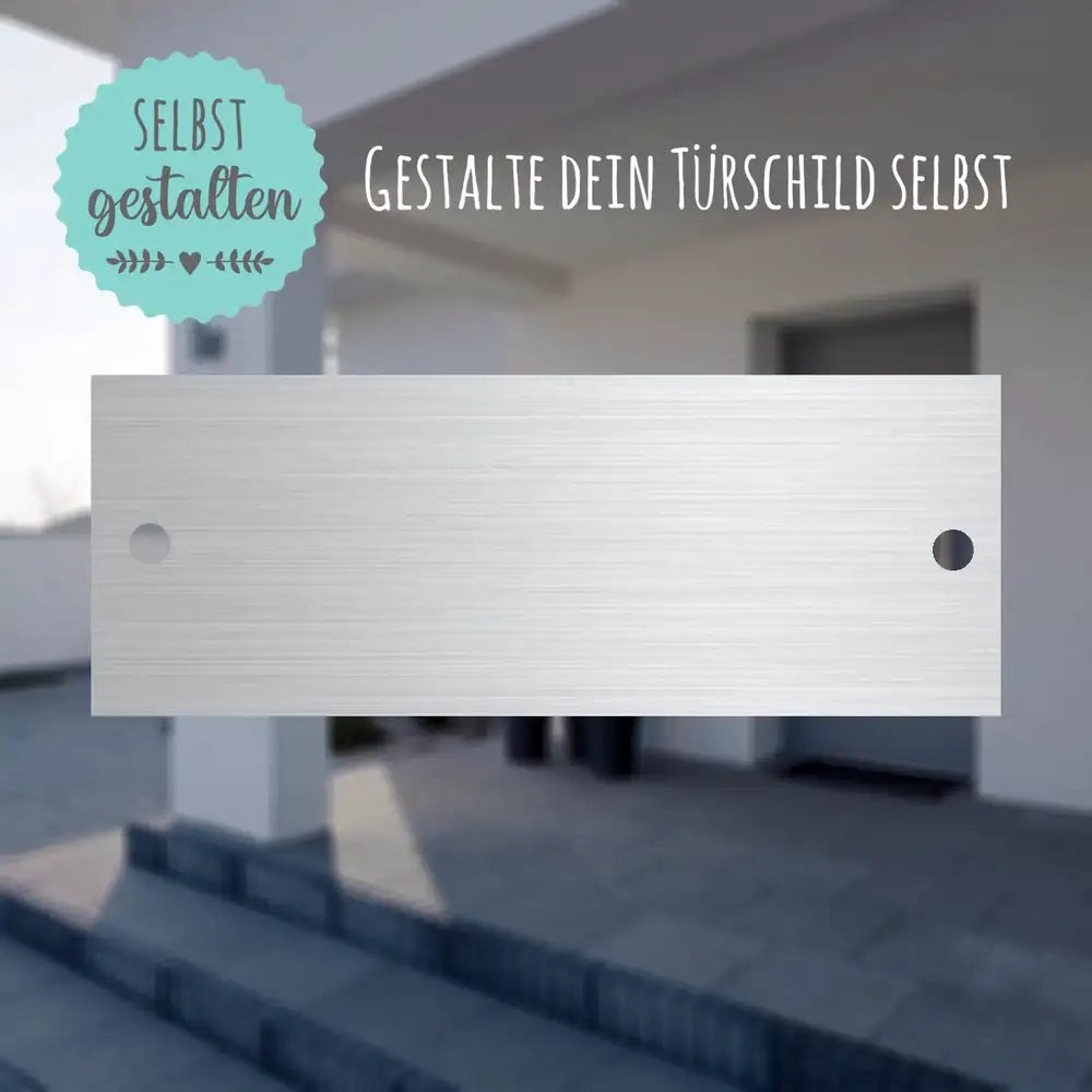 Edelstahlschild | 80x30 mm | Personalisiertes Türschild aus Edelstahl