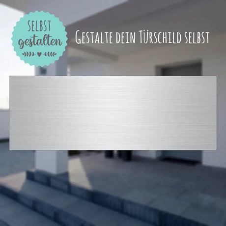 Edelstahlschild | 140x50 mm | Personalisiertes Türschild aus Edelstahl