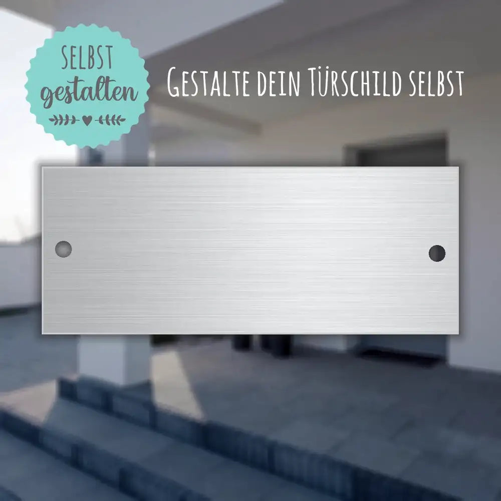 Edelstahlschild | 50x20 mm | Personalisiertes Türschild aus Edelstahl