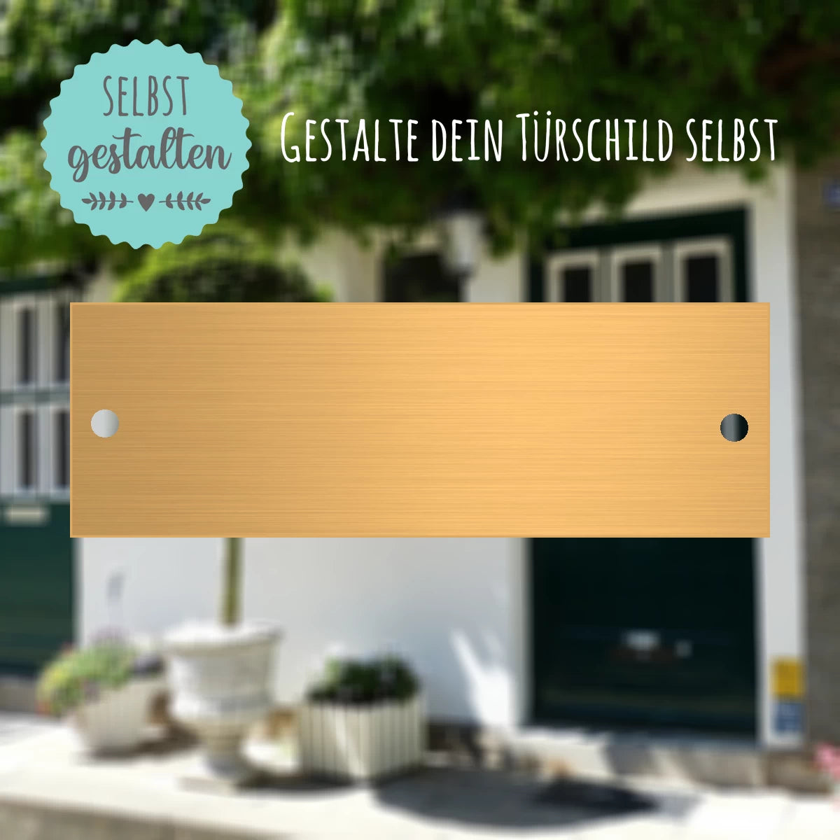 Messingschild mit Gravur | 60x20 mm | Personalisiertes Türschild aus Messing