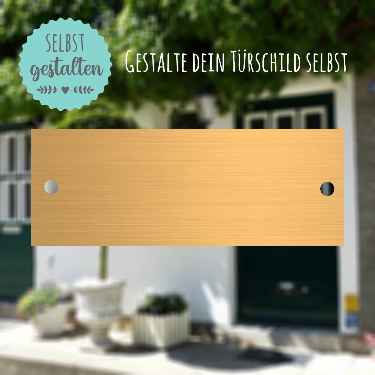Messingschild mit Gravur | 80x30 mm | Personalisiertes Türschild aus Messing