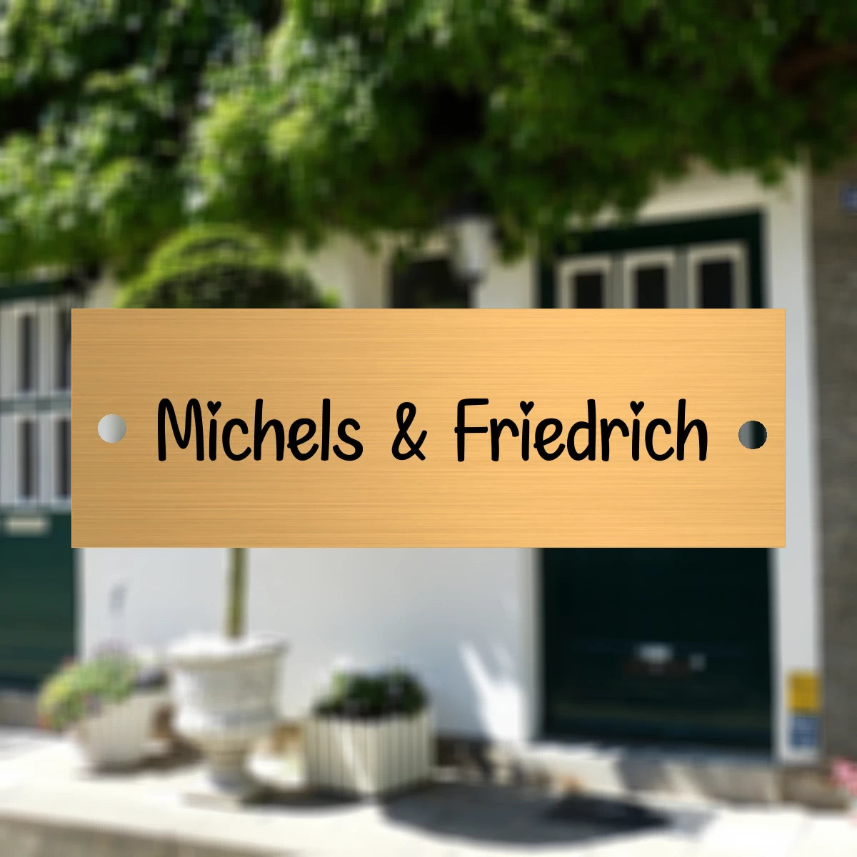 Messingschild mit Gravur | 90x30 mm | Personalisiertes Türschild aus Messing