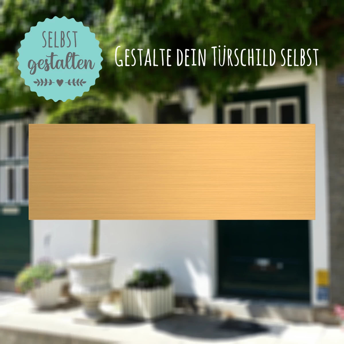 Messingschild mit Gravur | 90x30 mm | Personalisiertes Türschild aus Messing