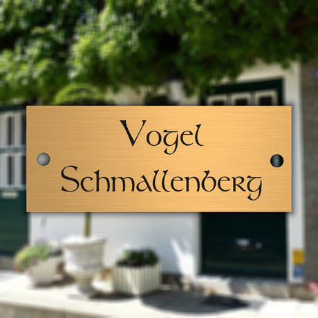 Messingschild mit Gravur | 100x40 mm | Personalisiertes Türschild aus Messing