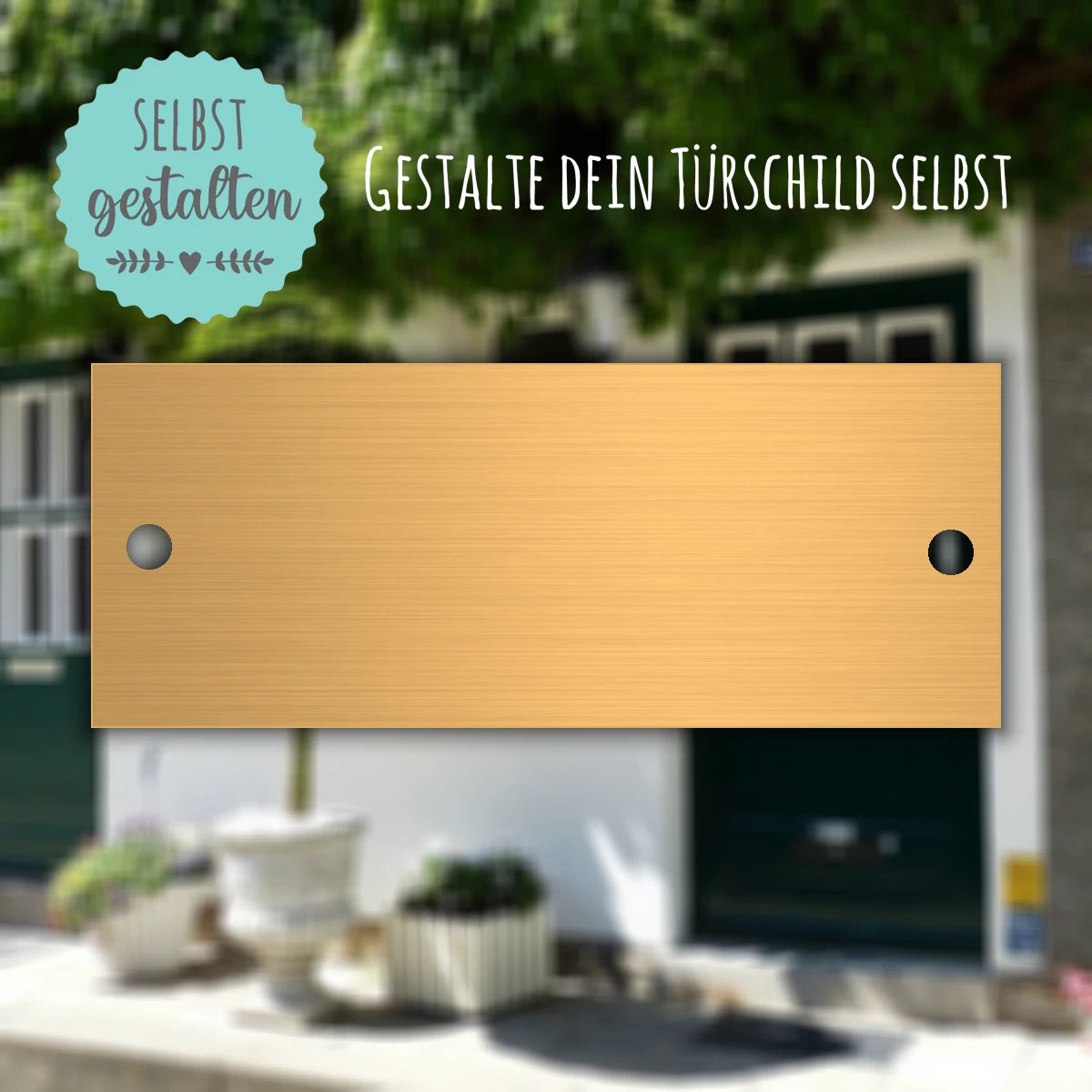 Messingschild mit Gravur | 100x40 mm | Personalisiertes Türschild aus Messing