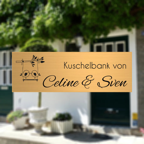 Messingschild mit Gravur | 120x40 mm | Personalisiertes Türschild aus Messing