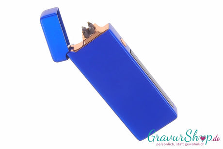 USB X Lichtbogen-Feuerzeug Blau geöffnet