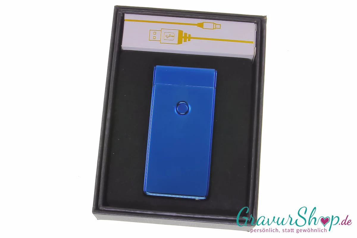 USB X Lichtbogen-Feuerzeug Blau in Geschenkbox