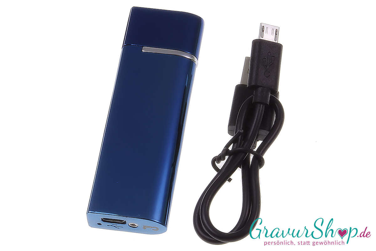 USB Glühspirale Feuerzeug 11 blau mit Lasergravur