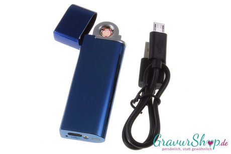 USB Glühspirale Feuerzeug 11 blau mit Gravur