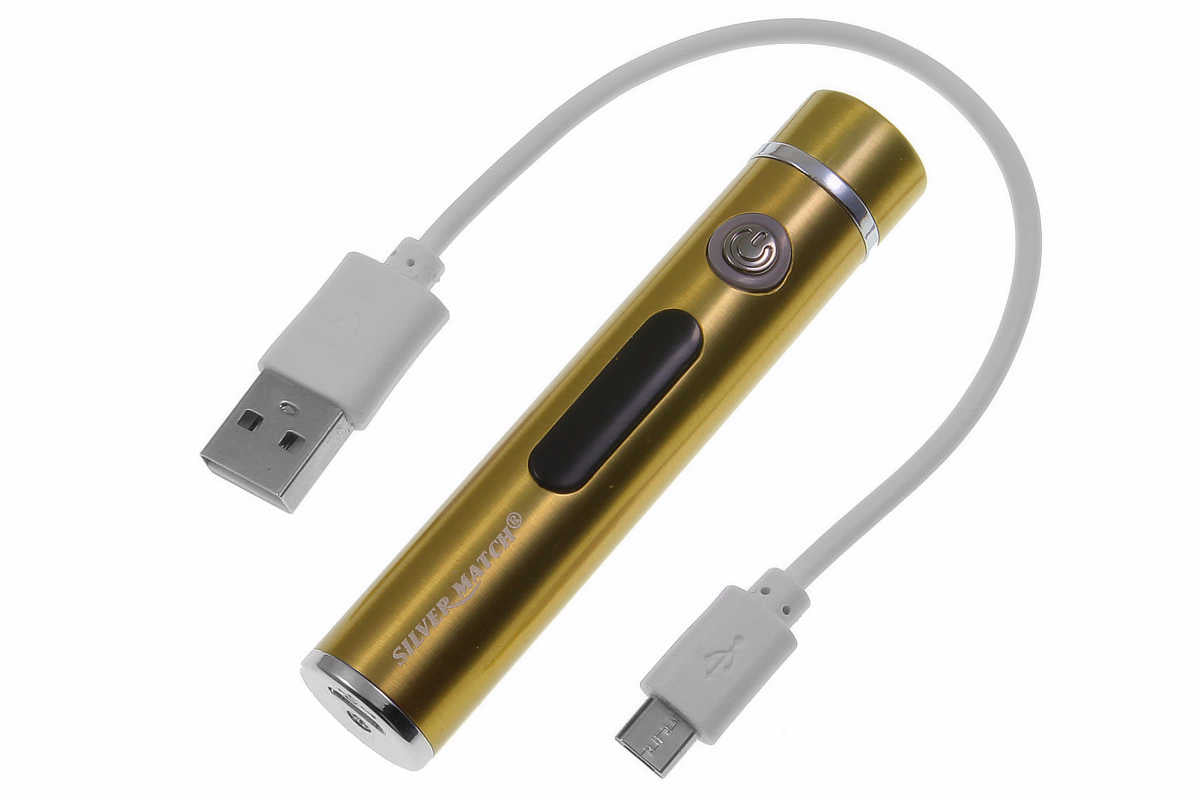 USB X Lichtbogen-Feuerzeug Gold mit Lasergravur