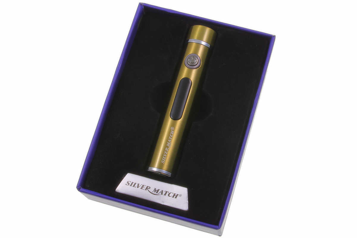 USB X Lichtbogen-Feuerzeug Gold mit Gravur Geschenkbox