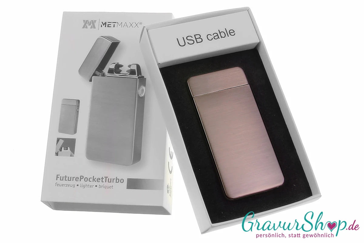 USB X Lichtbogen-Feuerzeug silber in Geschenkbox
