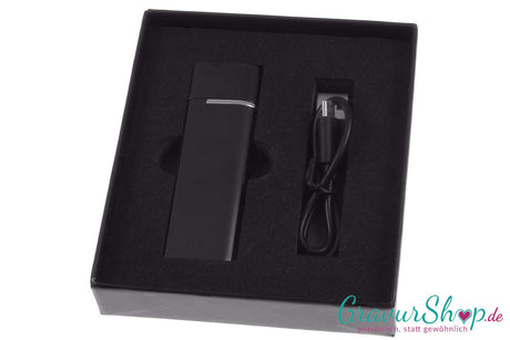 USB Glühspirale Feuerzeug 11 schwarz mit Gravur in Geschenkbox