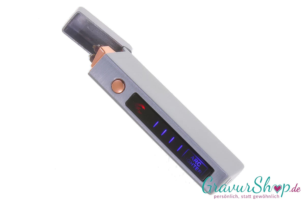 USB X Lichtbogen-Feuerzeug Silber geöffnet