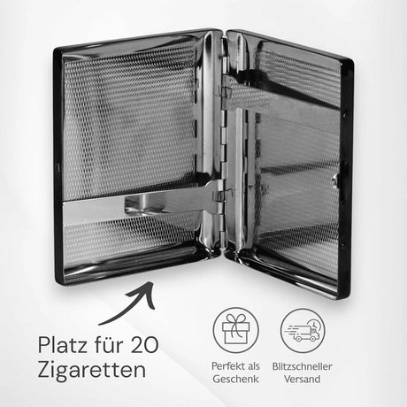 Zigarettenetui mit Fotogravur | Dein Bild graviert | Schwarzes Etui in Geschenkbox