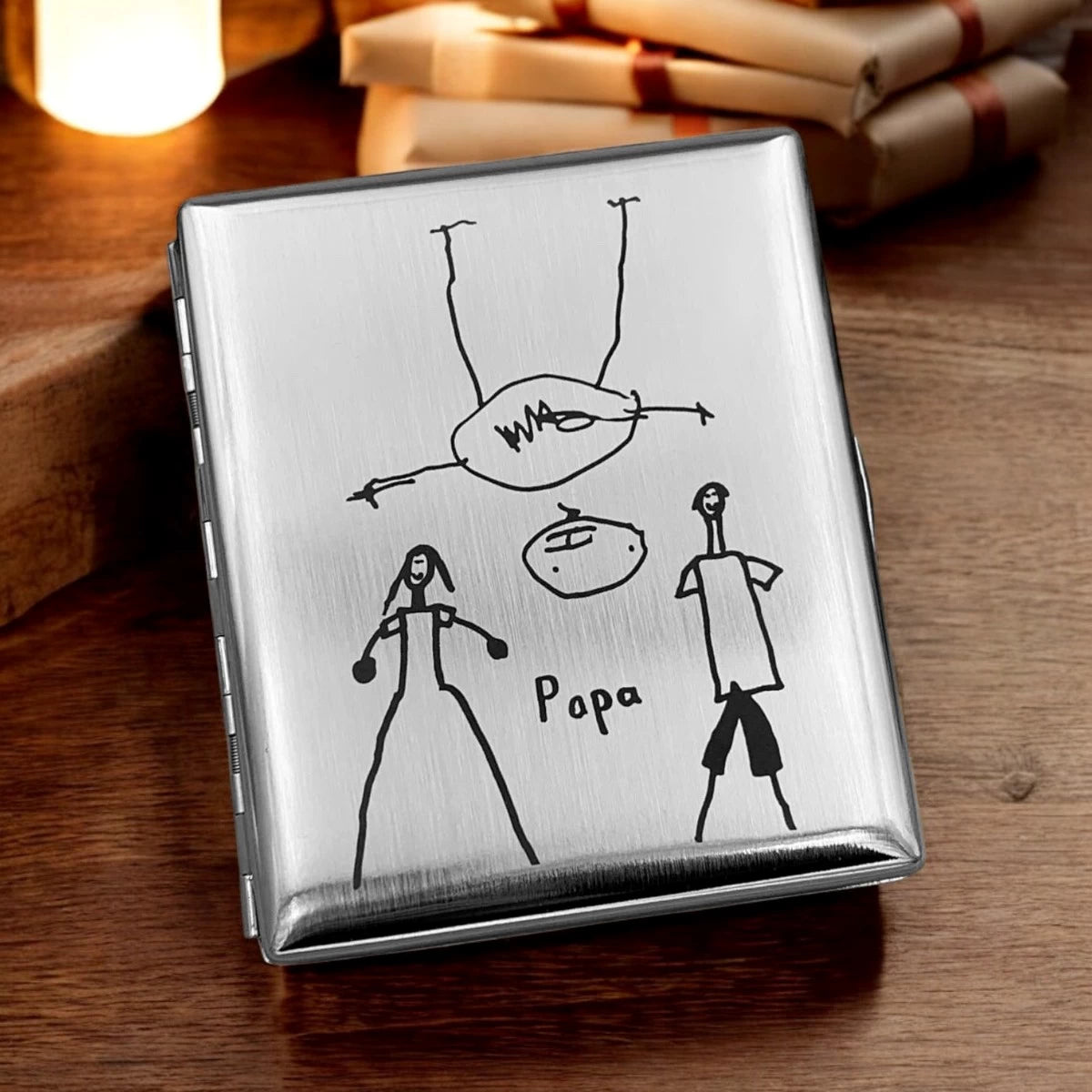 Zigarettenetui mit Fotogravur | Dein Bild graviert | Eckiges Etui aus Metall